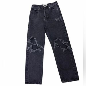 Agolde Black Distressed Straight Leg 90s Jean Size 26